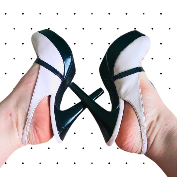 SHOE DAZZLE light pink and black peep toe slingback heels - Picture 6 of 6